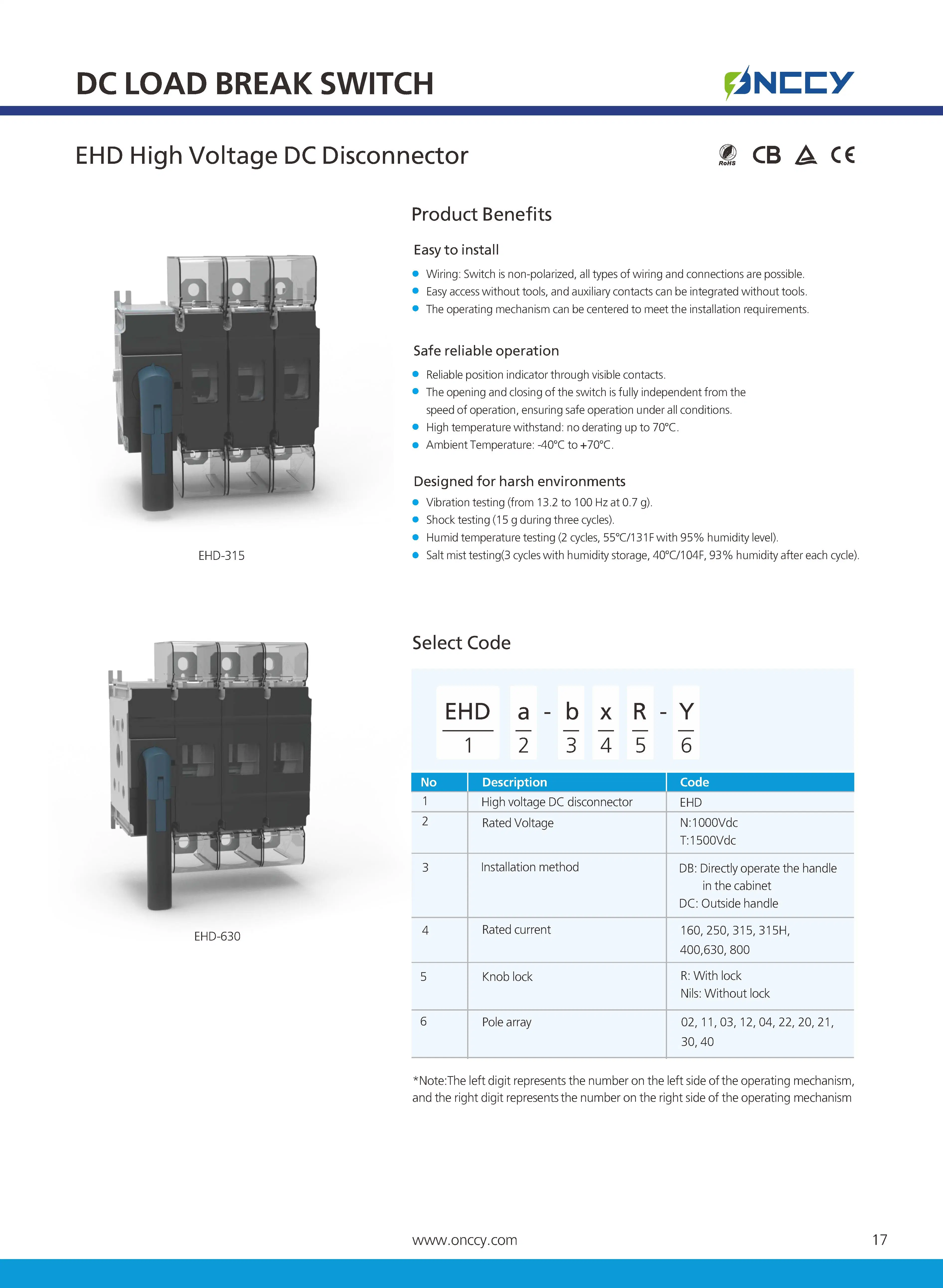 Interruptor de carga de CC-Desconectores 160A 250A 315A 800A