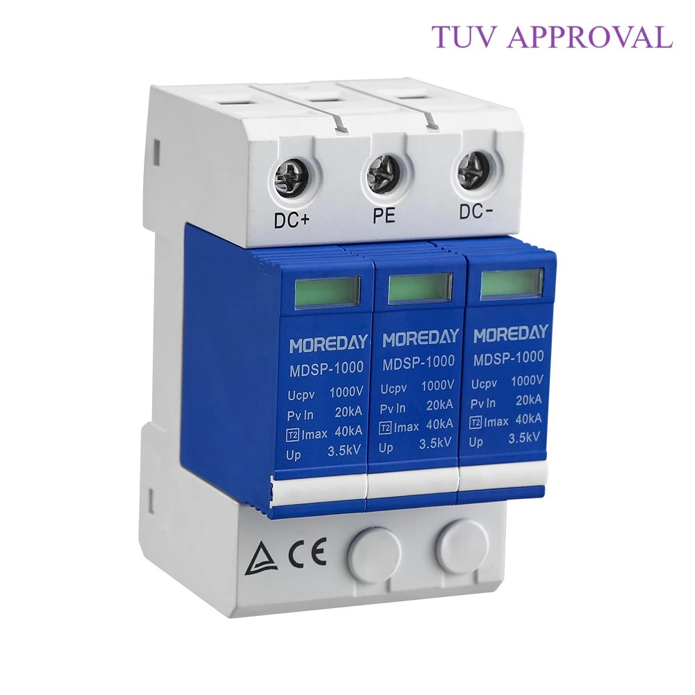 Moreday Type 2 Electrical Equipment Spike Surge Protector 40ka 1000V 1500V 3pole 40 20 TUV/ CE/CB/CCC Australia Approval