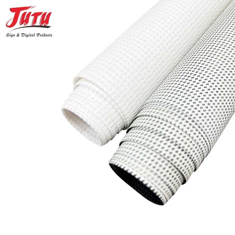 Jutu Weather Fastness Peeling Resistance Transparent PVC Coated Mesh Fabric for Large Format Advertising