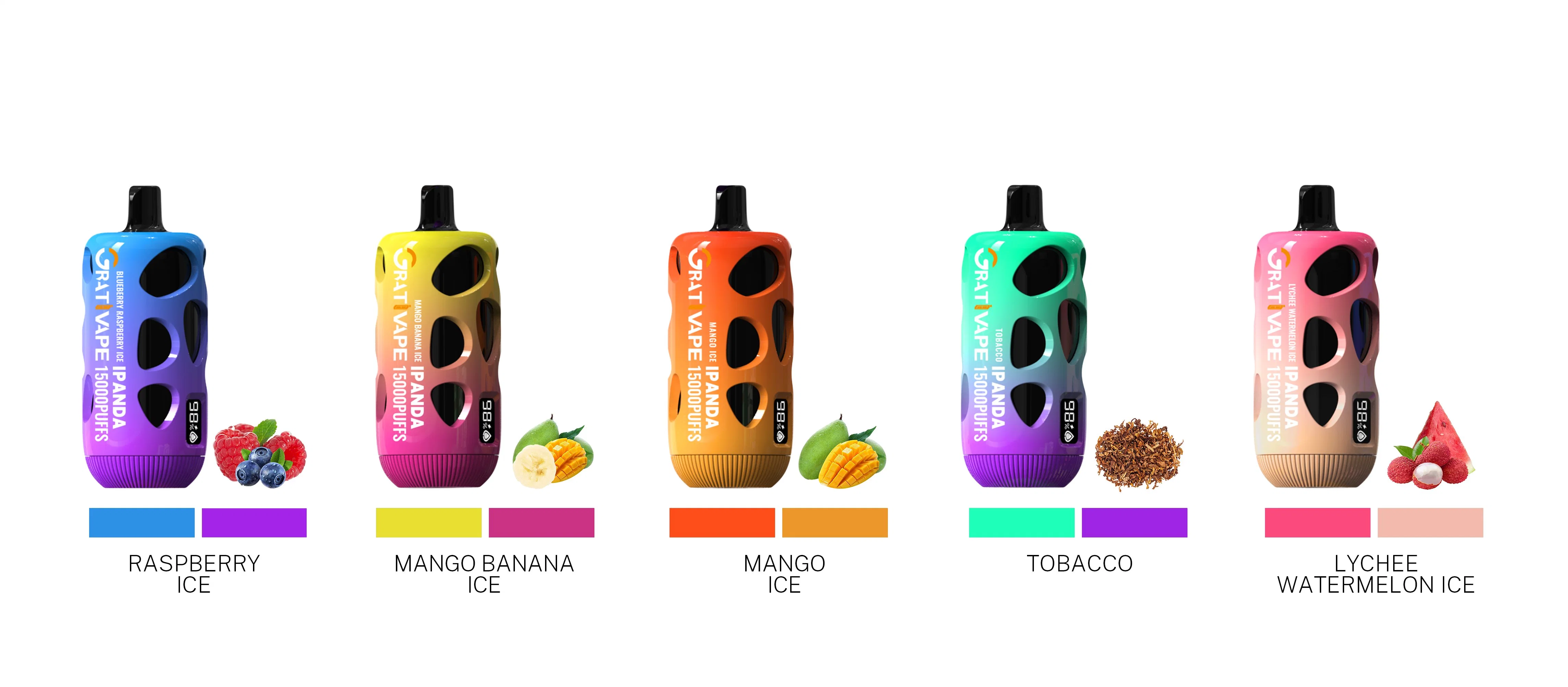 Nuevo diseño Grativape Ipanda 15000 Puffs E Cigarette 18ml E Líquido 2% nicotina desechable VAPE Pen