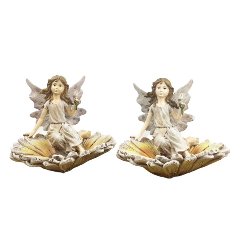 Outdoor Fairy Angel Welcome Garden Statue Bird Feeder Vintage Resin Plant Pot