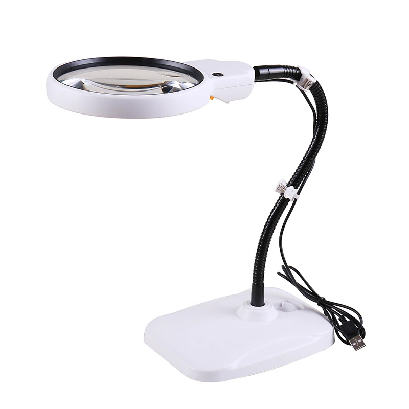 Big Lens Magnifier with LED Light Desktop Magnifying Glass with USB Cable