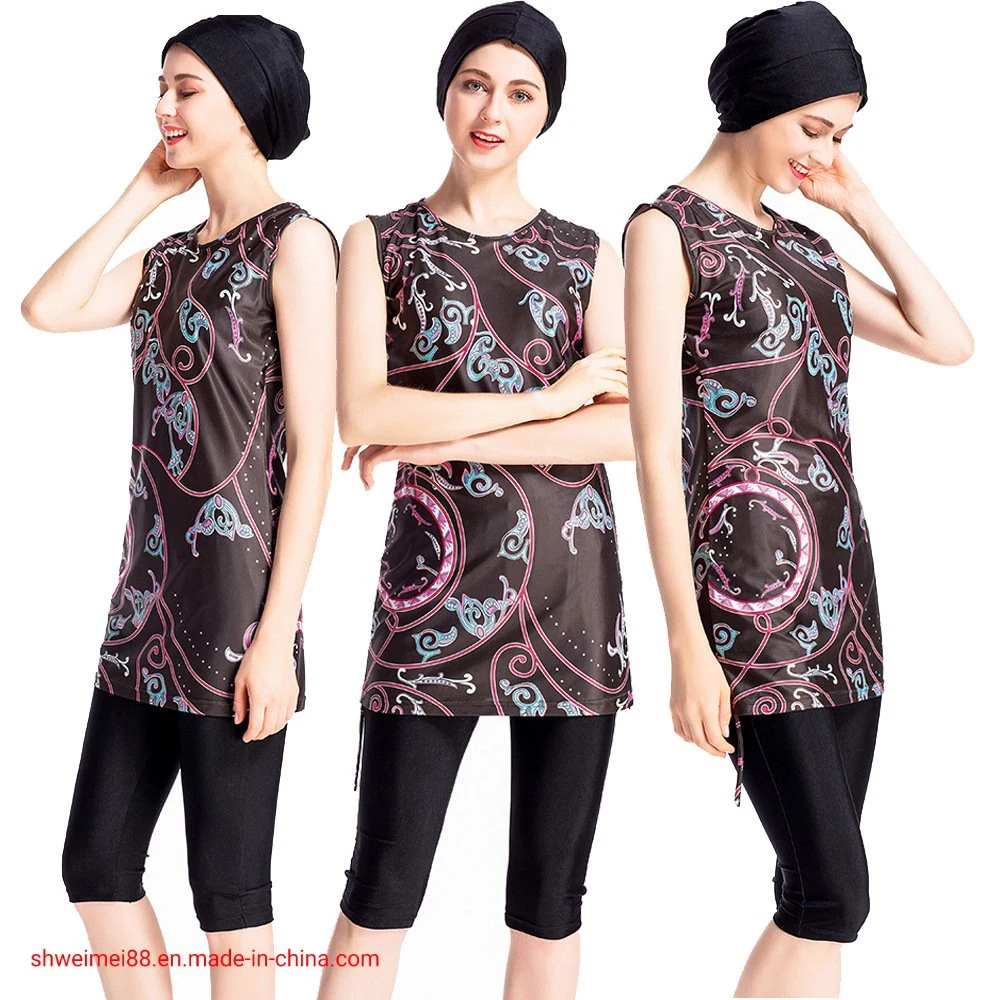 Muslim Swimwear Women Short Sleeve Swimsuit Islamic Ethnic Style Clothes Print Bathing Suit