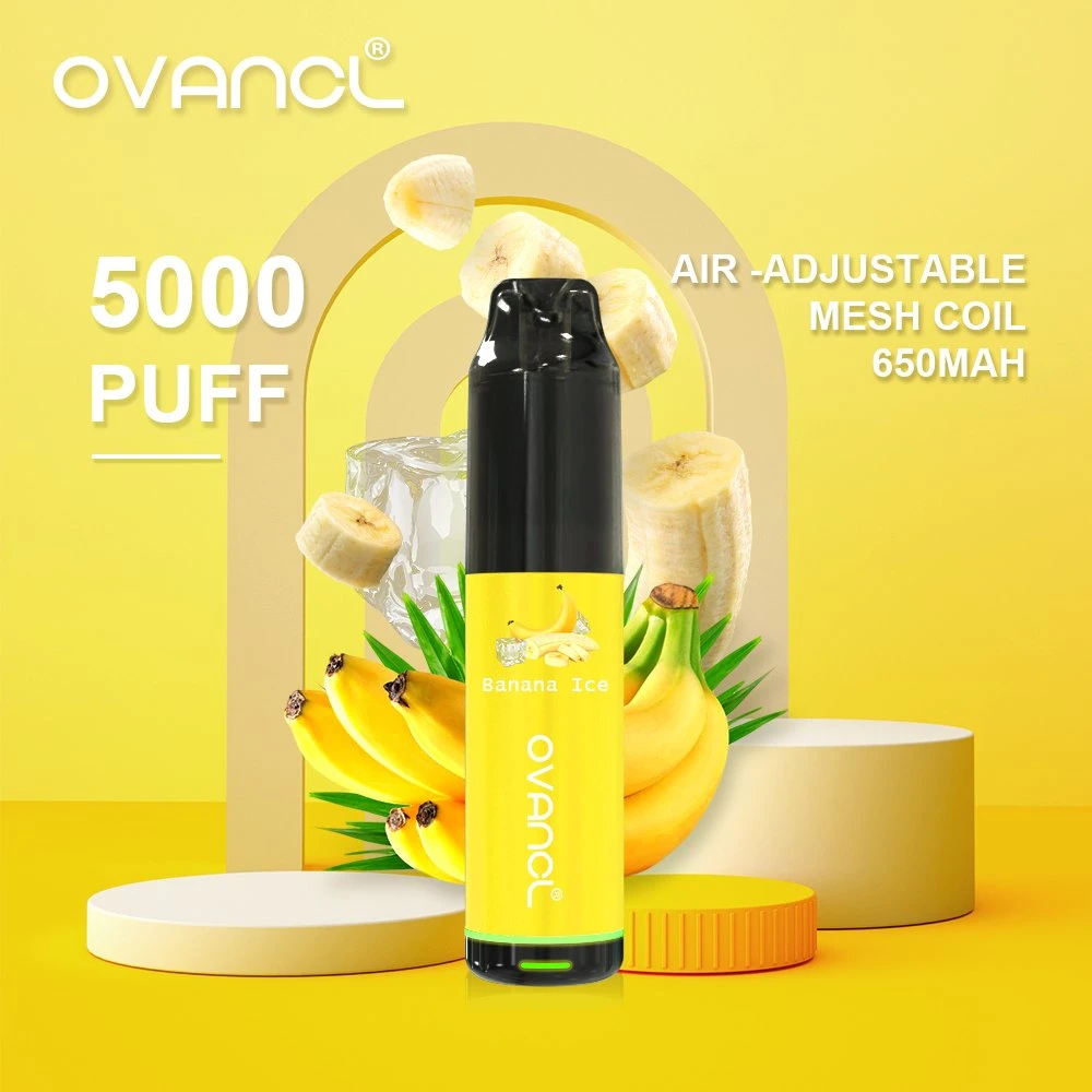 تصميم Ovancl الأصلي E Cigarette 5000 أطواق Vape قابلة لإعادة الشحن التبخير طقم بادئ الحركة E Ciga بدون قلم القرد القابل للضبط من الهواء