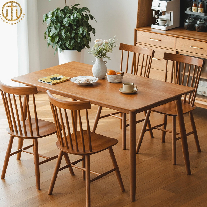 Japanese Simple Cherry Wood White Oak Dining Table