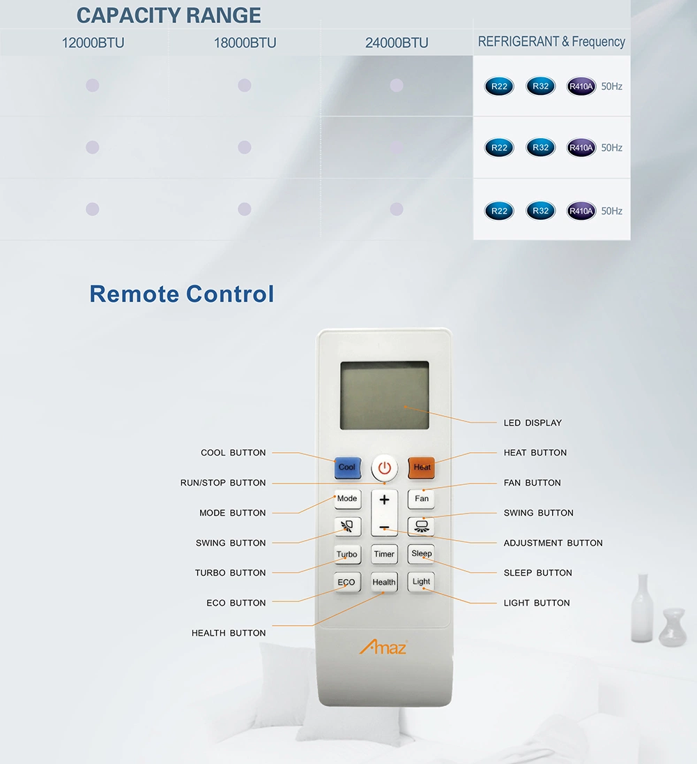 وحدة Air Conditional 12000BTU 9000BTU 18000BTU وحدة حرارية بريطانية ثابتة السرعة تيار متردد مكيف الهواء المحمول للمورّد