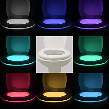 LED Toilet Night Light, Toilet Light with Motion Sensor LED 8 Colors -16-Color Changing Toilet Light Bathroom