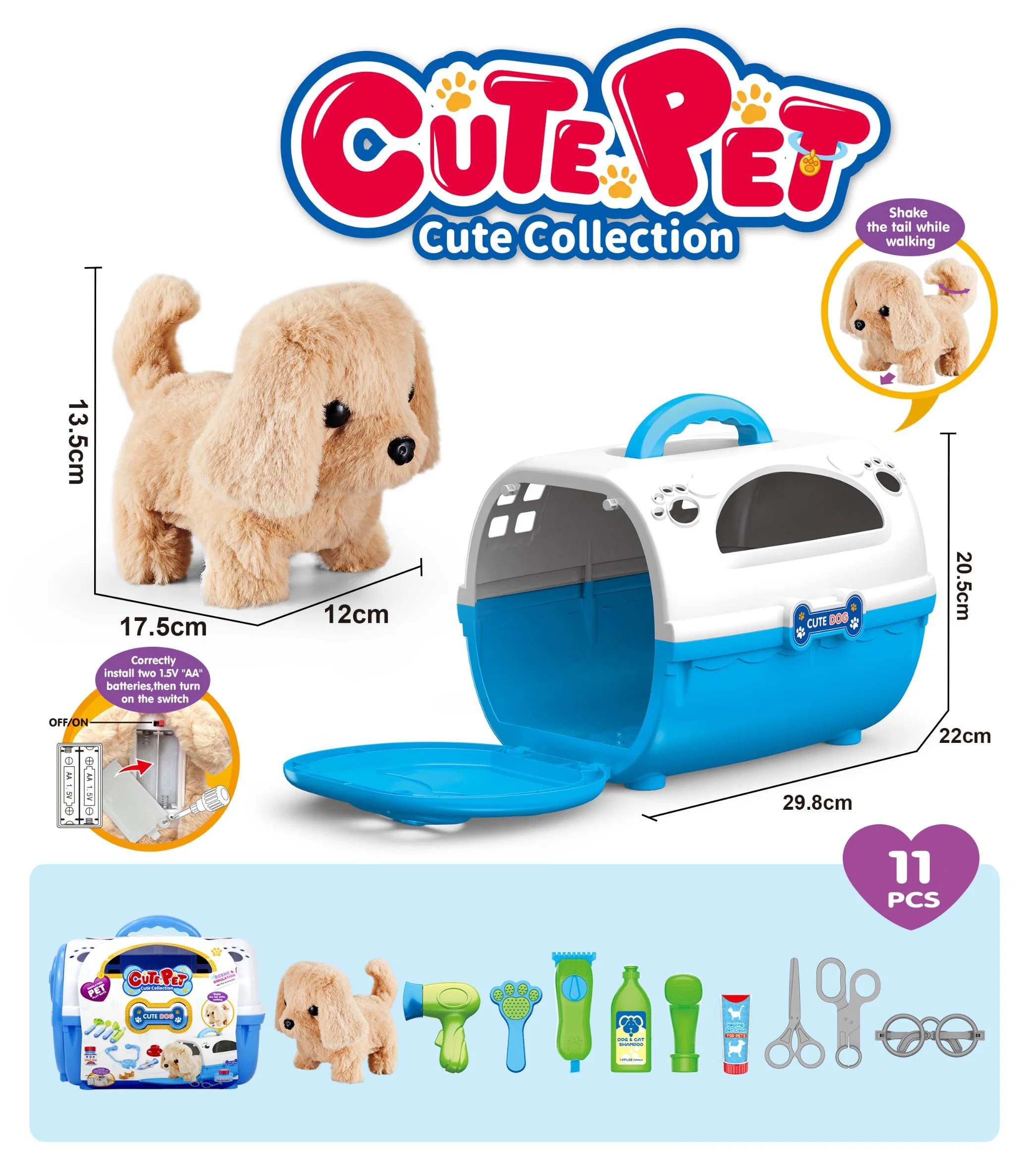 Nouveau arrivée adorable adorable animaux de compagnie Collection peluche électrique chien jouet Accessoires différents ensemble de jeu jouet