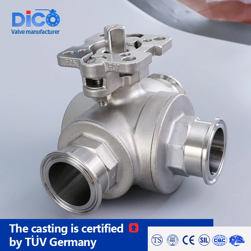 Industrial Equipment &amp; Components Clamp End CF8 with ISO5211 Pad L/T Port Three Way Ball Valve