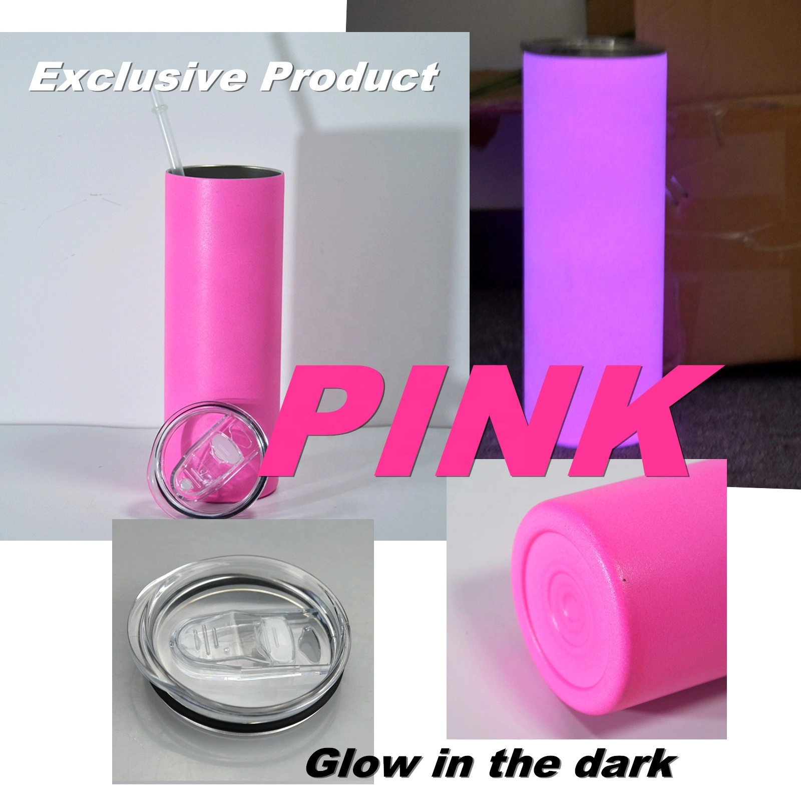 Wholesale/Supplier 20oz Glow in The Dark Tumbler Double Wall Blank Sublimation Straight Stainless Steel Vacuum Skinny Tumbler