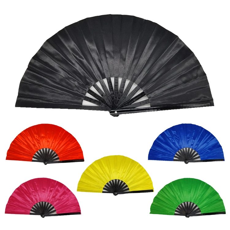 Promotional Festival Large Bamboo Fabric Folding Hand Fan for Events