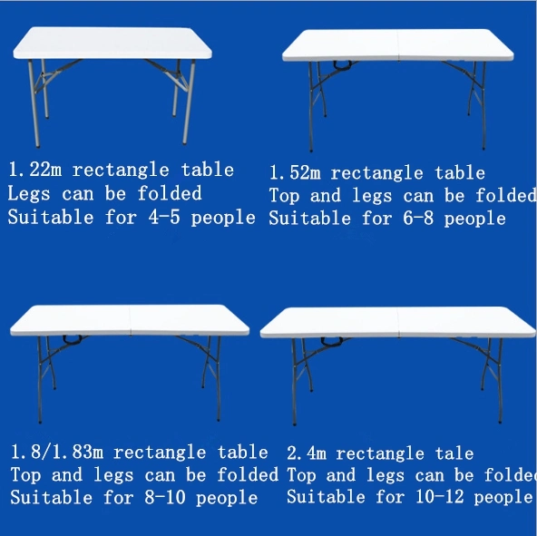 Wholesale/Supplier Outdoor Garden Furniture 6FT X 2.4FT Rectangle White Outdoor Plastic HDPE Folding Foldable Table for Parites Events Wedding