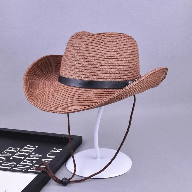 Sol de Verano de la moda Unisex sombrero con Roll up baratos de cadena simple papel teñido de la paja sombreros vaqueros