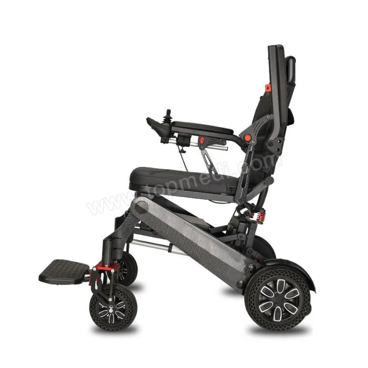 Magnesium Alloy Frame Carbon Fiber Surface Treatment Power Wheelchair with Automatic Folding