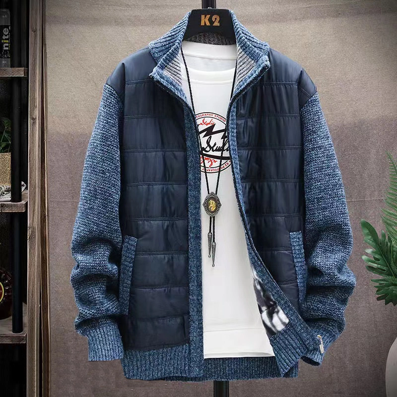 New Fashion Men Autumn Stand Collar Knit Solid Color Zipper Outdoor Cardigan Knitwear Casual Tops Coat Jacket Sweater