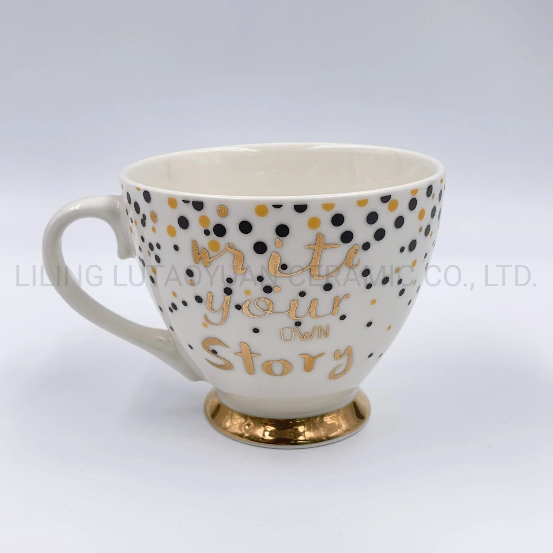 Porcelain Dinnerware Set/China Wholesale/Supplier Gold Words / Green Pattern Tea Set Coffee Mug Kitchen Utensils Decoration with Customized Color Pattern Logo and Design