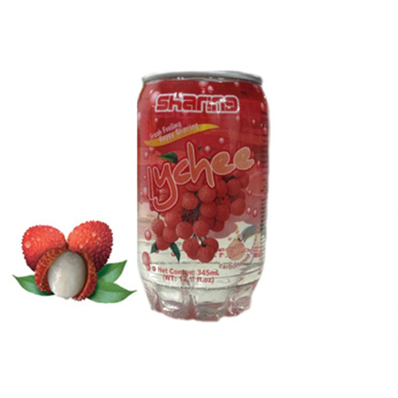 345ml Pet Can Carbonated Lychee Juice Drink Soda