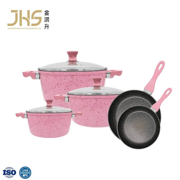 Pink Küche Antihaft Aluminium Kochgeschirr Auflauf Suppe Topf Niederländisch Ofentopf