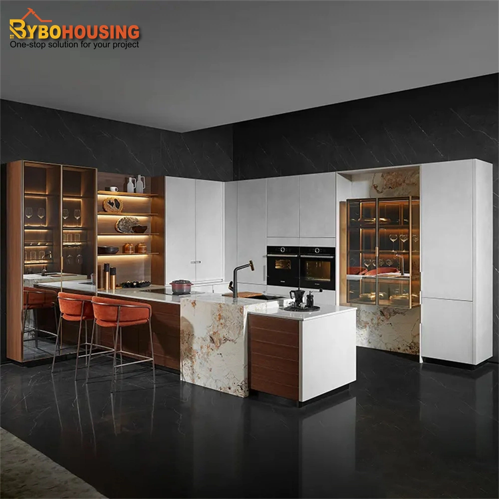 Modern Home Improvement Lacquer Smart PVC Kitchen Cupboard Island 3D Kitchen Cabinet Designs Furniture