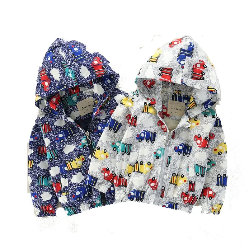 Children&prime; S Clothing Cartoon Printed Hooded Jackets for Girls Coat Boys Outerwear Baby Jacket Kids Windbreaker