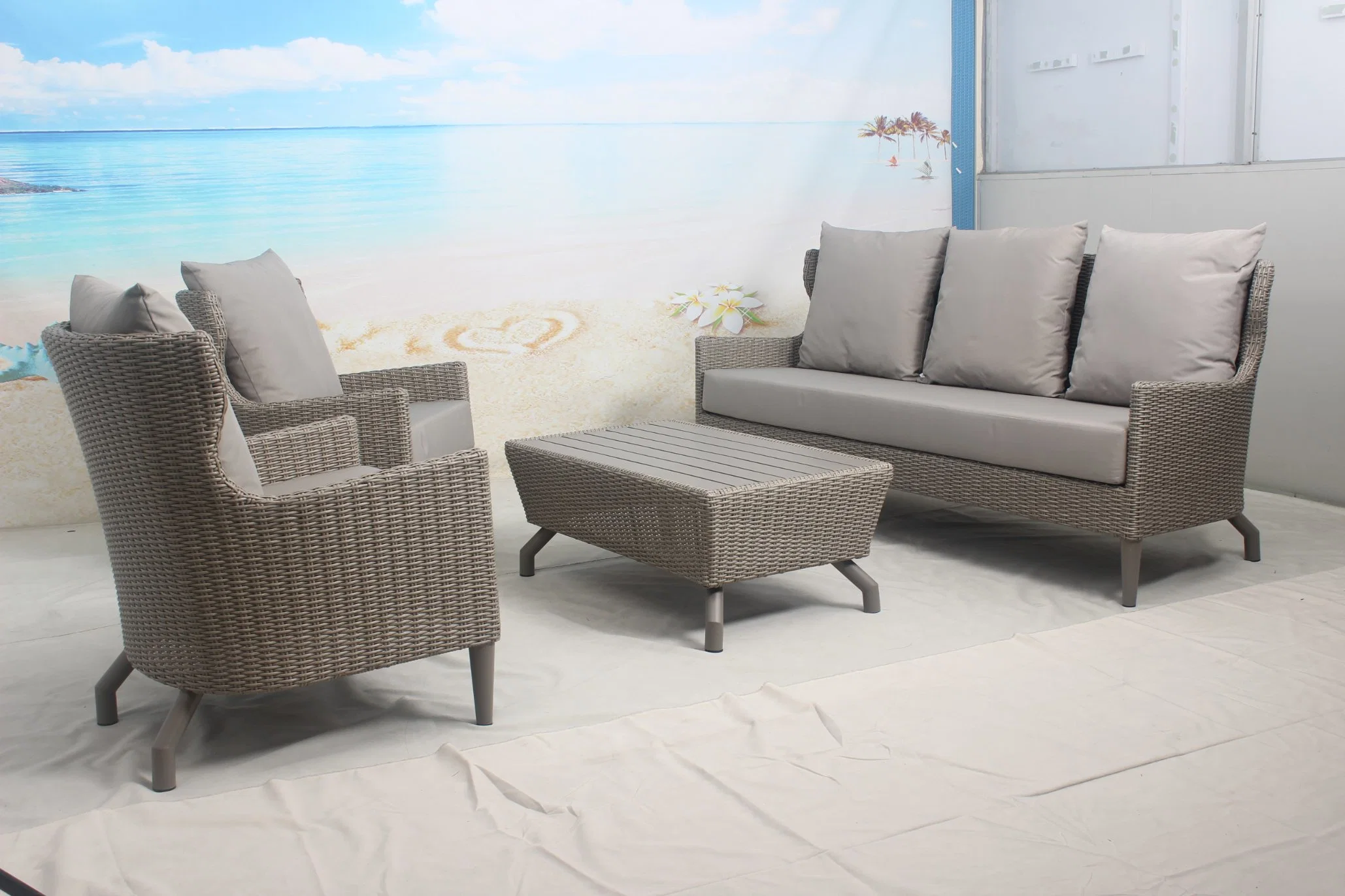 Conjunto de muebles de jardín exterior impermeable Patio Salón Sofá mimbre PE