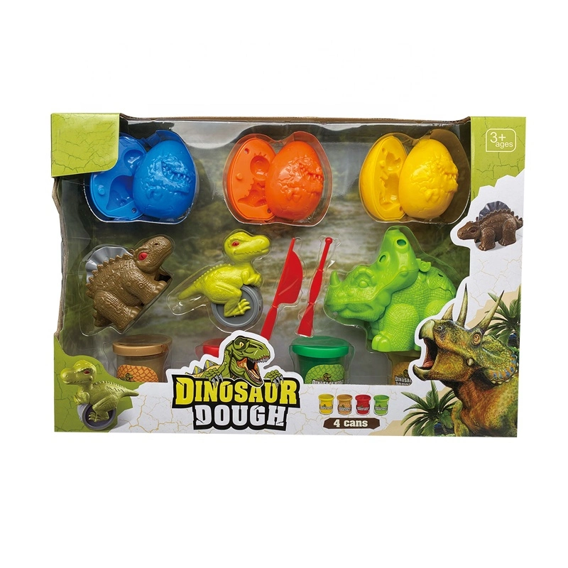 Ensemble d'outils en pâte pour enfants, pack de fête, formes de dinosaures, accessoires de jeu pour la pâte à modeler à séchage à l'air, ensemble de jeu éducatif avec des œufs de dinosaures et des moules à pâte.