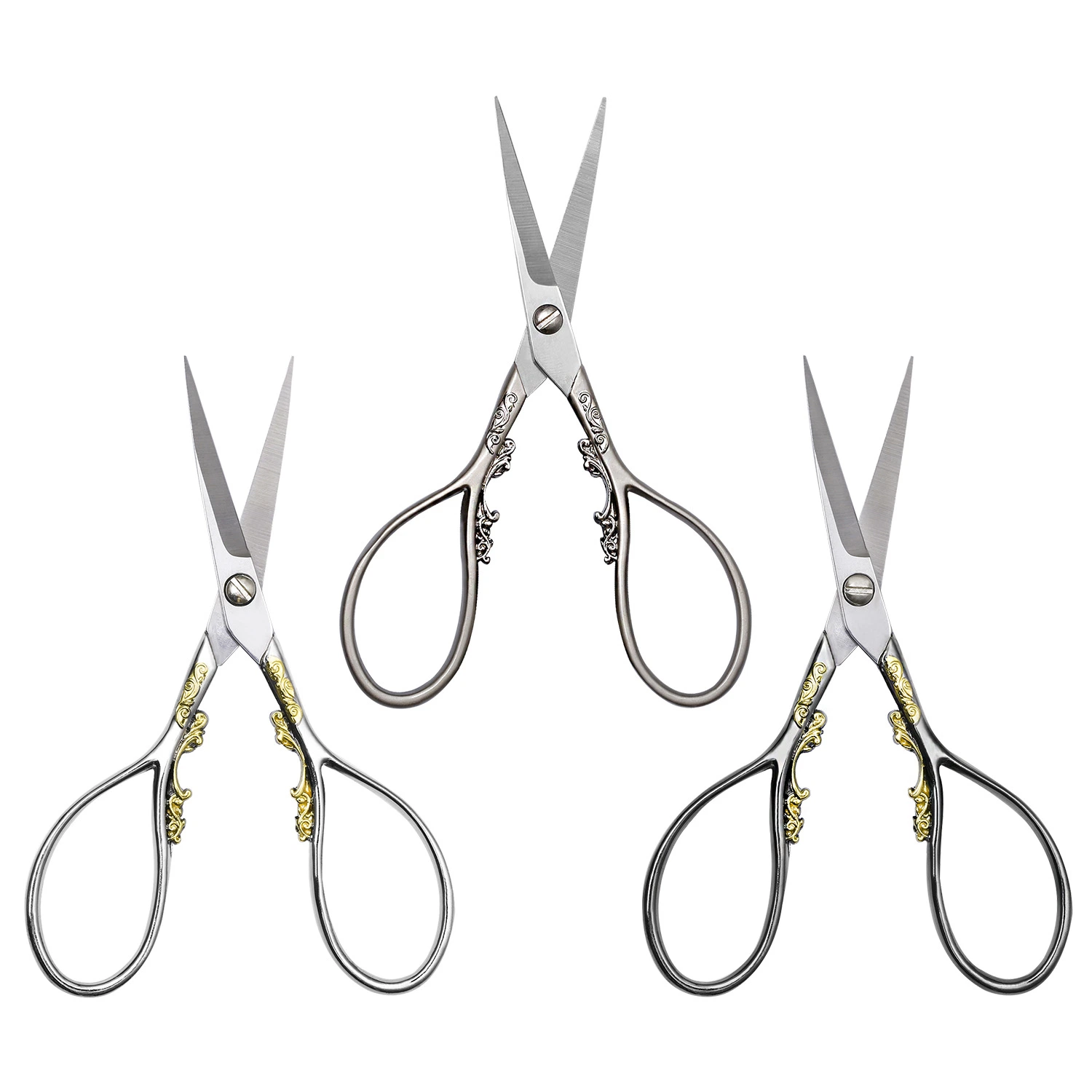 High quality/High cost performance Embroidery Scissors Vintage Embossed Handle Fabric Scissors