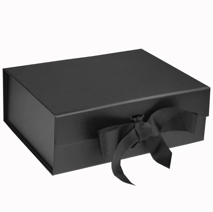 Caja de zapatos rectangular blanca ropa plegable Flip Packaging Bow Regalo Caja