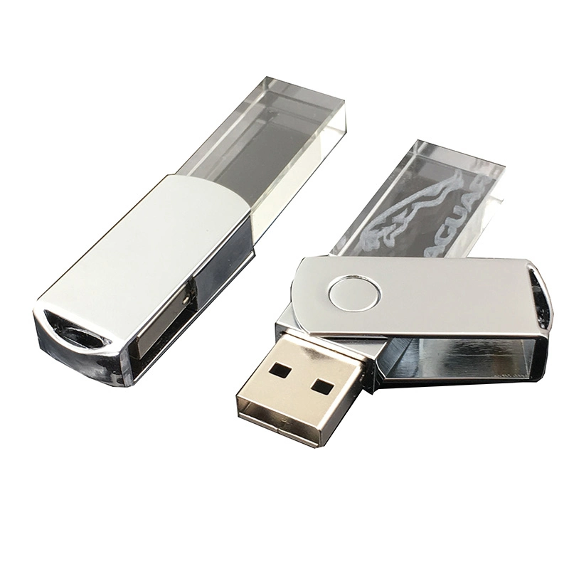 Lápiz USB de cristal giratorio para Mayorista/Proveedors Memory Stick con LED Luz