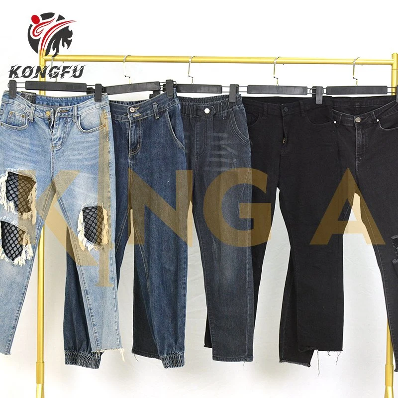 King A Grade China Fashion Ladies Denim Jean Pants Second Hand Clothing Bale Bales Used Clothes