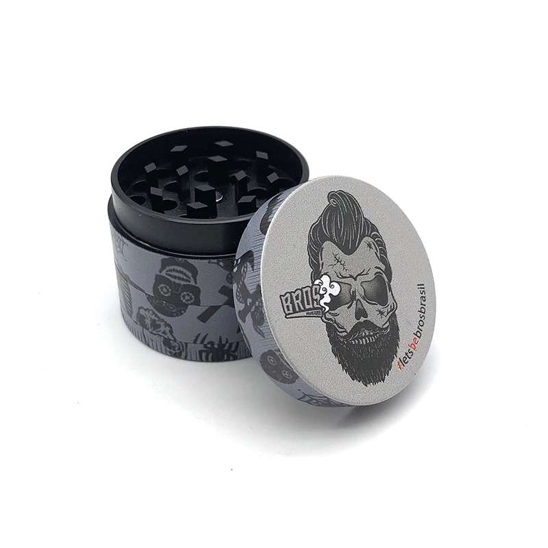 Bros 40mm 4layer Smoking Accessories Grey Graffiti Metal Grinders with Individual Package