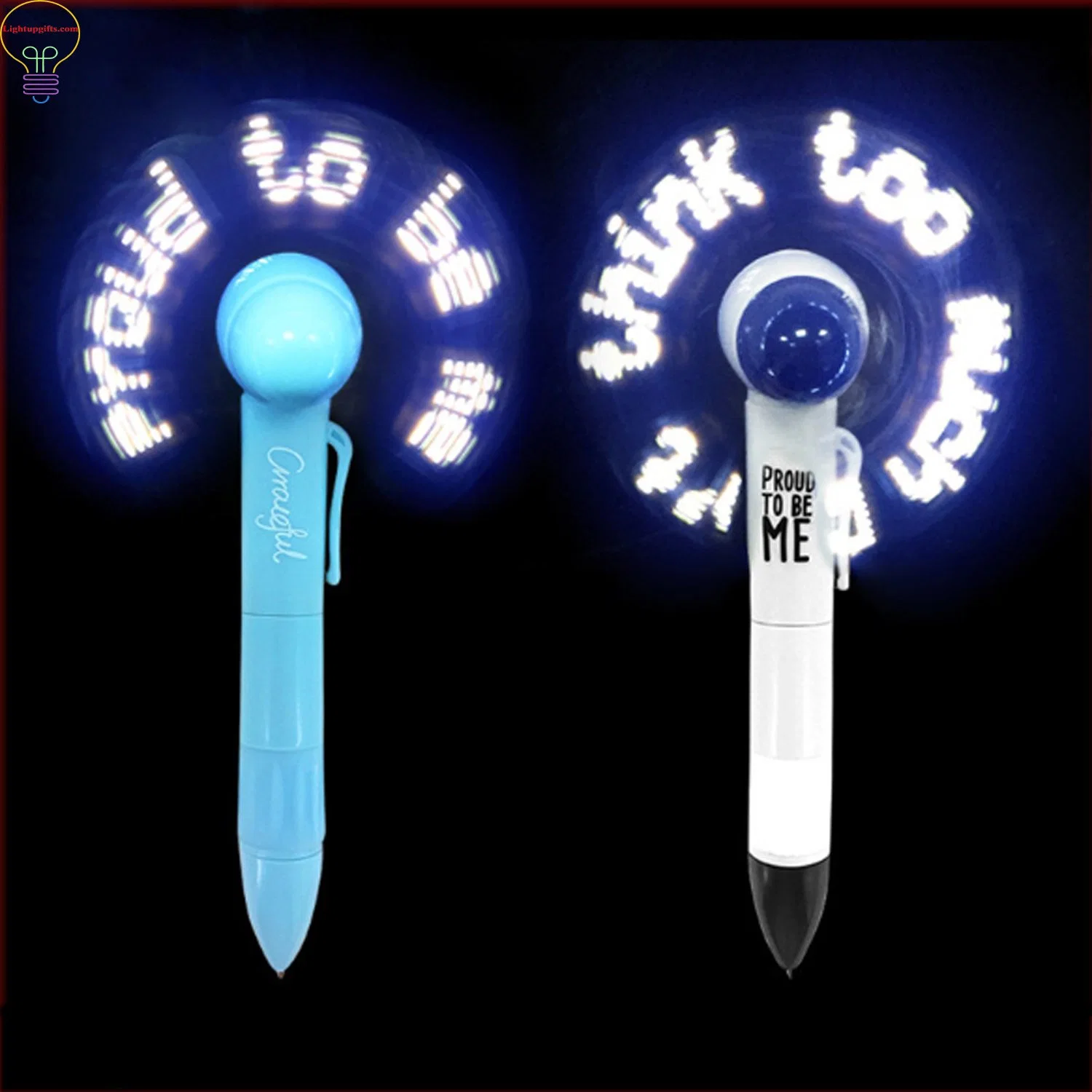 Voyant LED personnalisé stylo plume Mini ventilateur en plastique