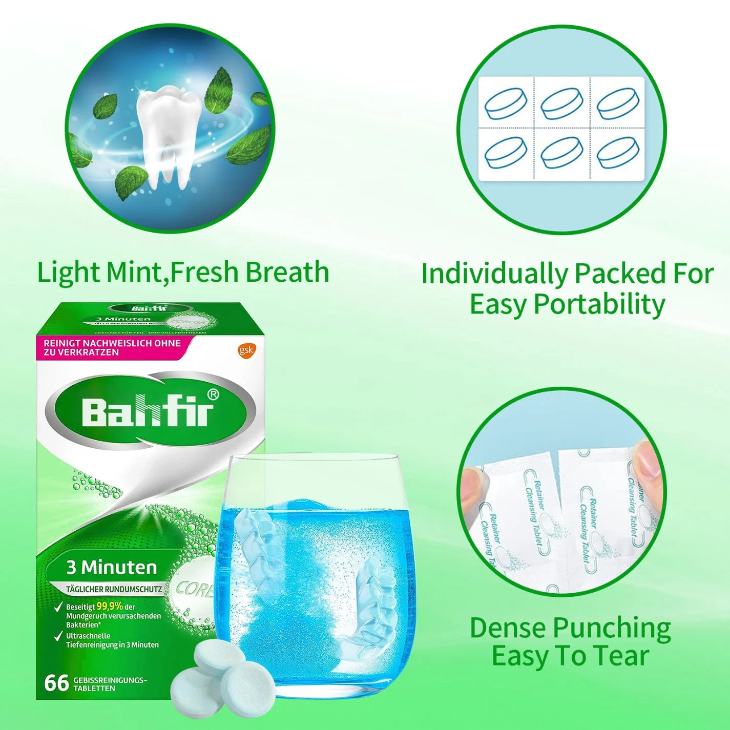 Private Label High quality/High cost performance  Denture Cleaning Tablets Dental Teeth Retainer Whitening Cleaner