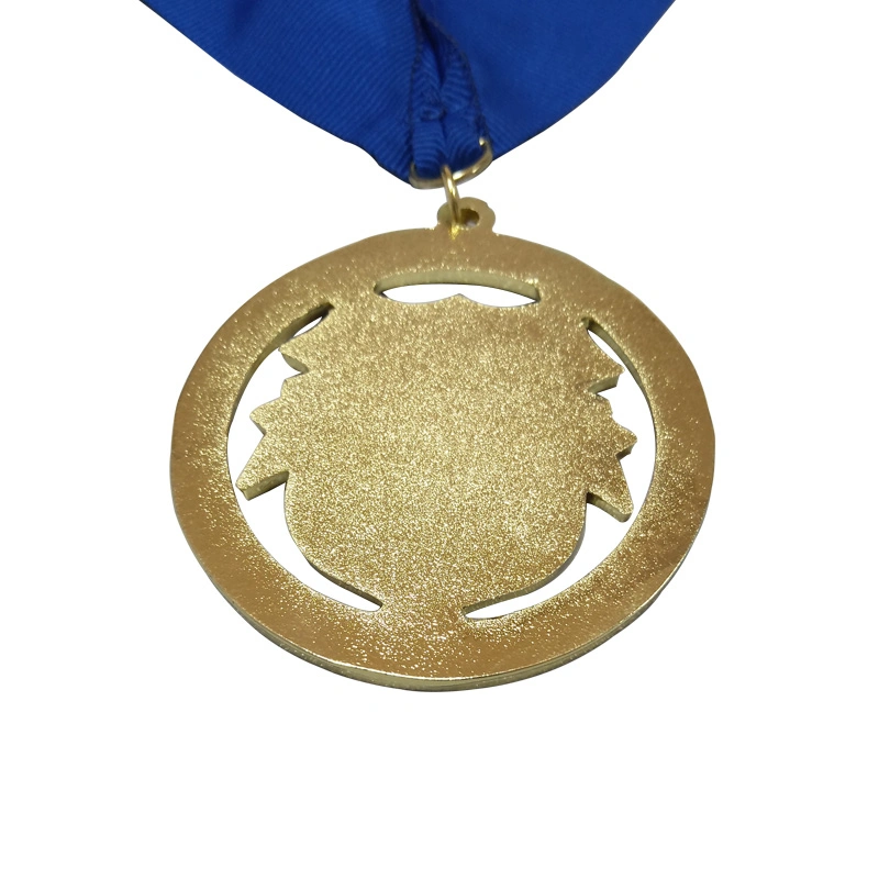 Custom maratón Correr Deporte medalla de metal con cinta azul