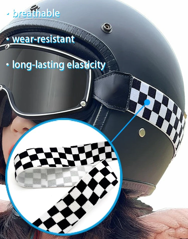 2,5 Zoll Schwarz und Weiß Jacquard Nylon elastische Gurtband für Skihelm