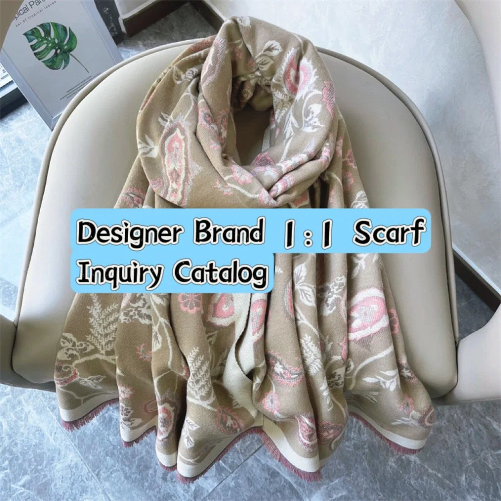 Winter Core Spun Yarn Scarf Two Tone Colour Fashion Shawl Knitted Embroidery Scarf Shawl Luxury Designer Scarf Wool Soft Women's Scarf