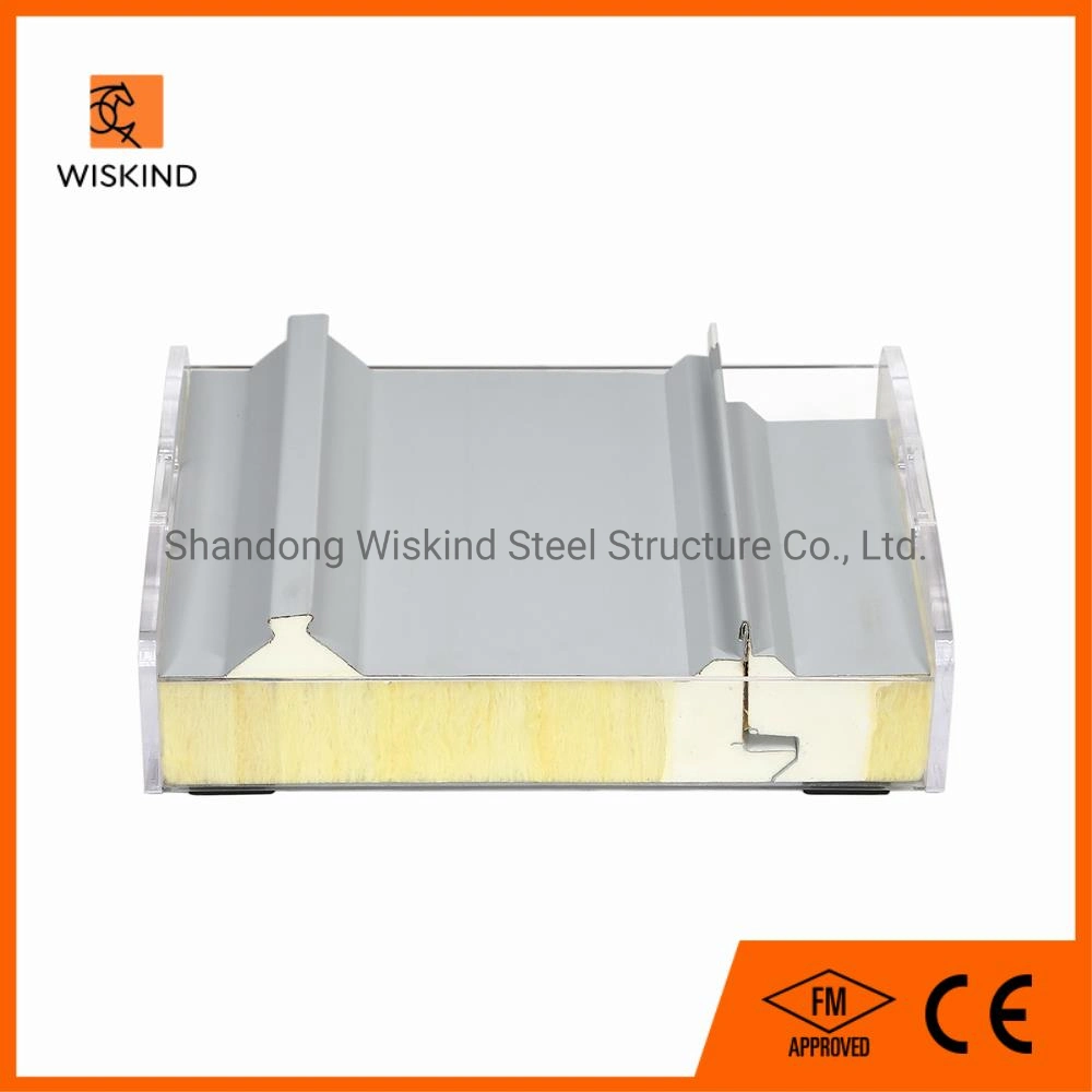 50mm/75mm/100mm/150mm Isolierung/feuerfeste Glaswolle +PU Wand/Dachpaneel Verbundplatte für Stahlkonstruktion mit guter Qualität