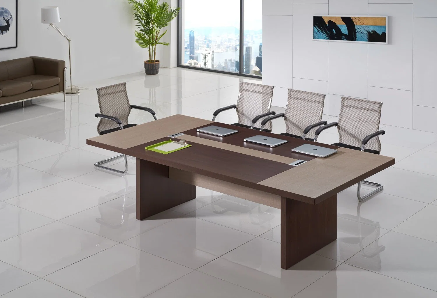 طاولة اجتماع خشبية متعددة الأشخاص لغرفة اجتماعات بتصميم حديث