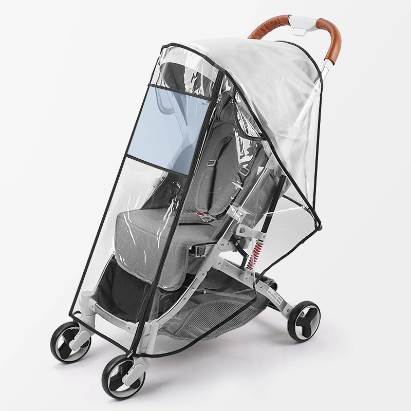 Wholesale/Supplier Bulk Water Proof Shield Transparent Food Grade EVA Material 0.2mm Travel Universal Baby Carriage/Stroller Rain Cover with Velcro Straps