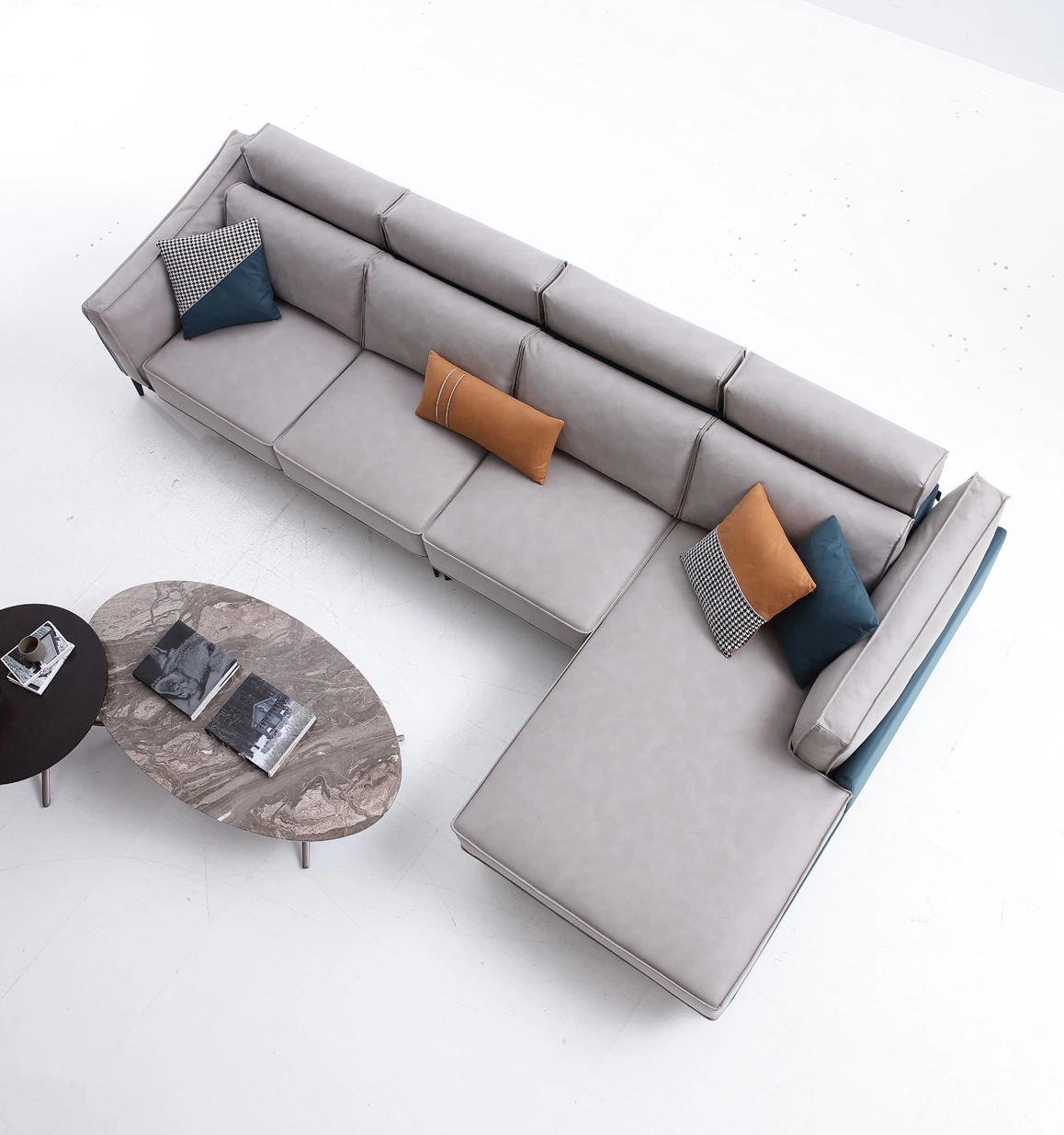 Modern Living Room Chaise Sofa with Metal Legs for Home Bedroom Furniture