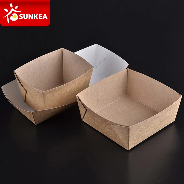 Sunkea Hot Sale Fast Food Container Paper Packaging Tray