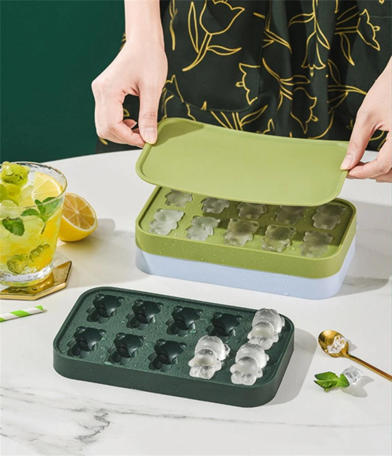 Wholesale/Supplier Bear Pattern silicone Ice Cube plateaux glace glacé treillis congélation Moule sans BPA