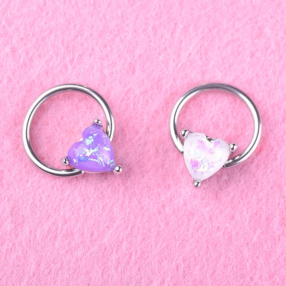 Stainless Steel Pink Gem Piercing Jewelry