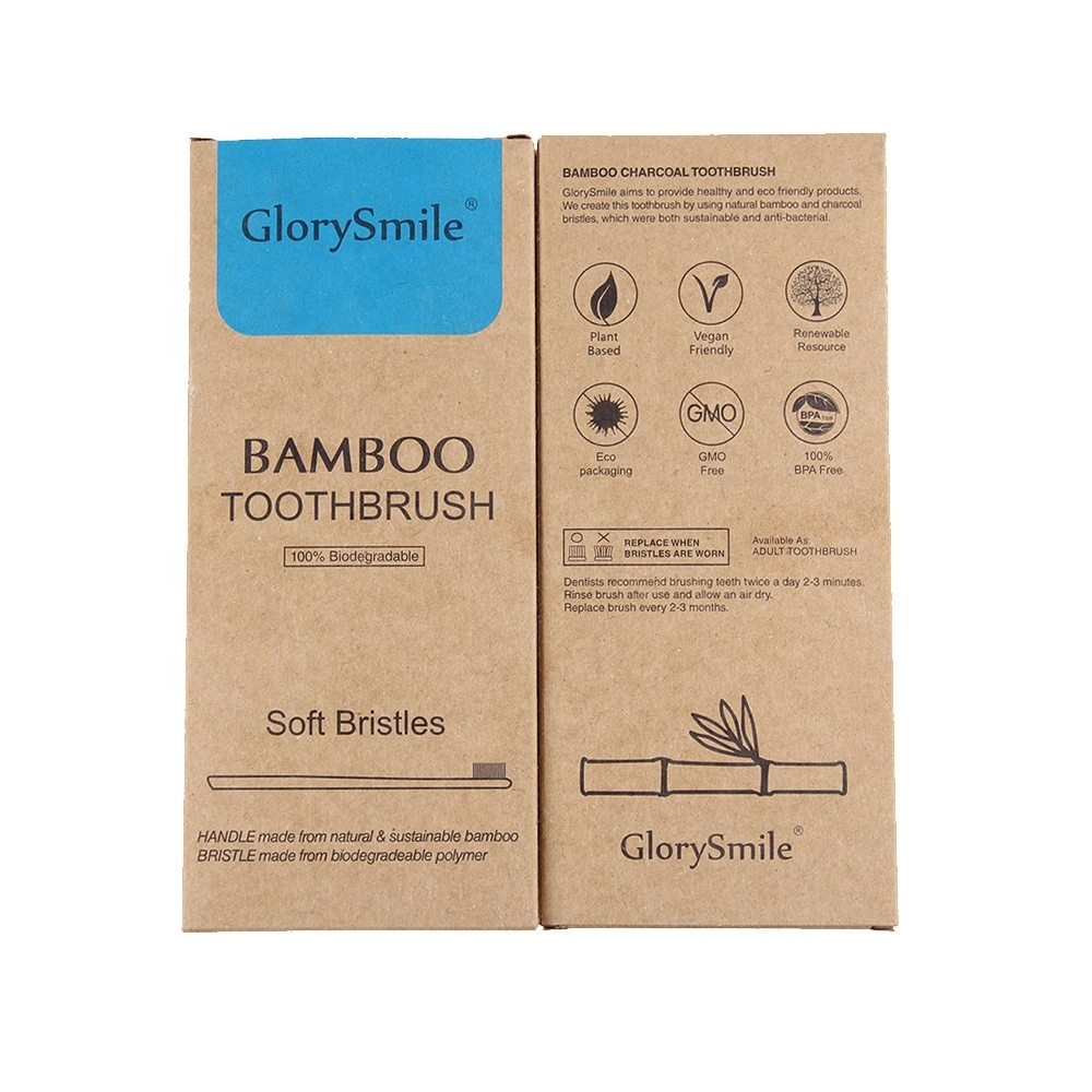 Glorysmile Wood Handle Charcoal Toothbrush Accept Custom Logo 10000 Bristles Bamboo Toothbrush