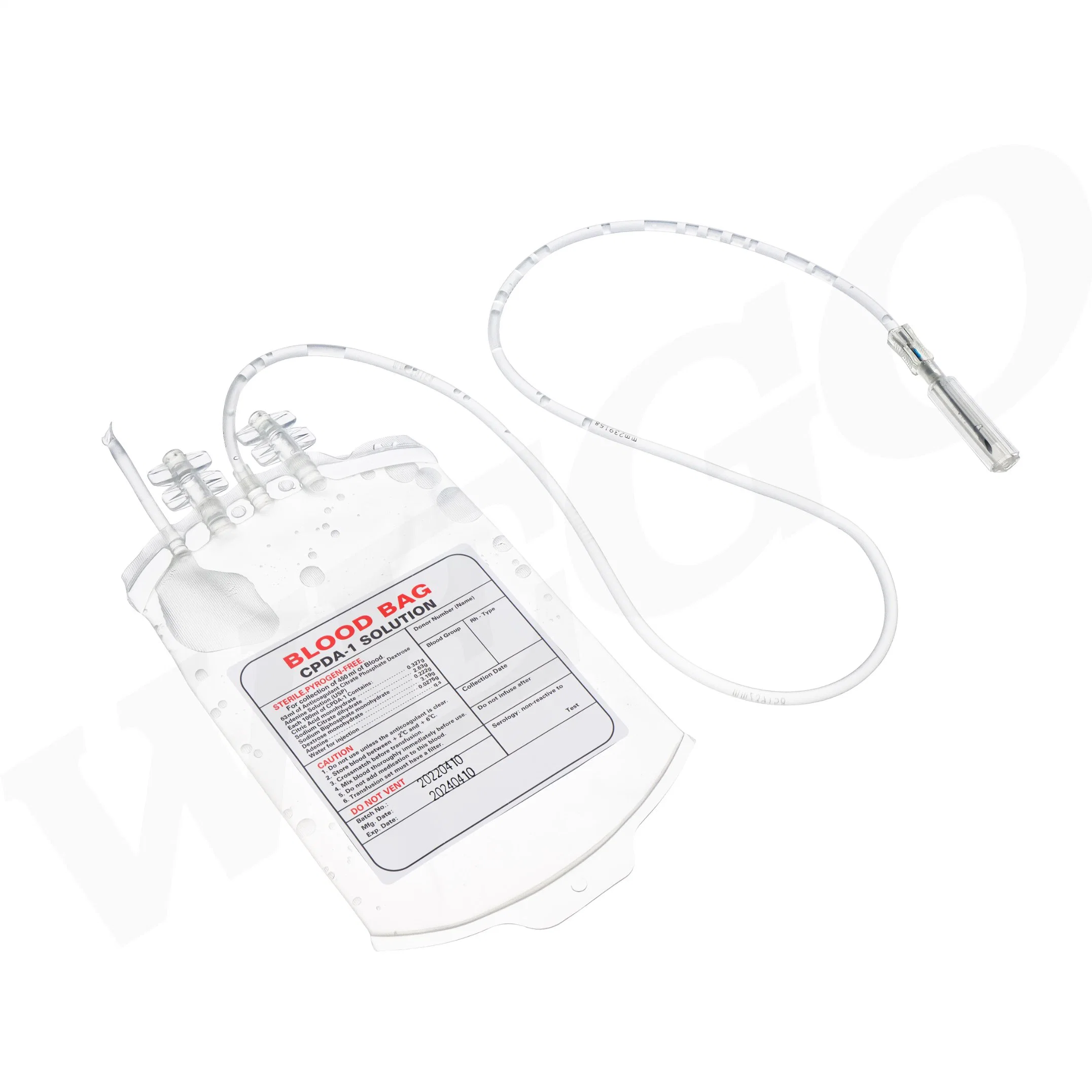 Bolsa de recogida de sangre médica doble triple cuádruple con aprobación CE Bolsas de sangre CPD 450ml