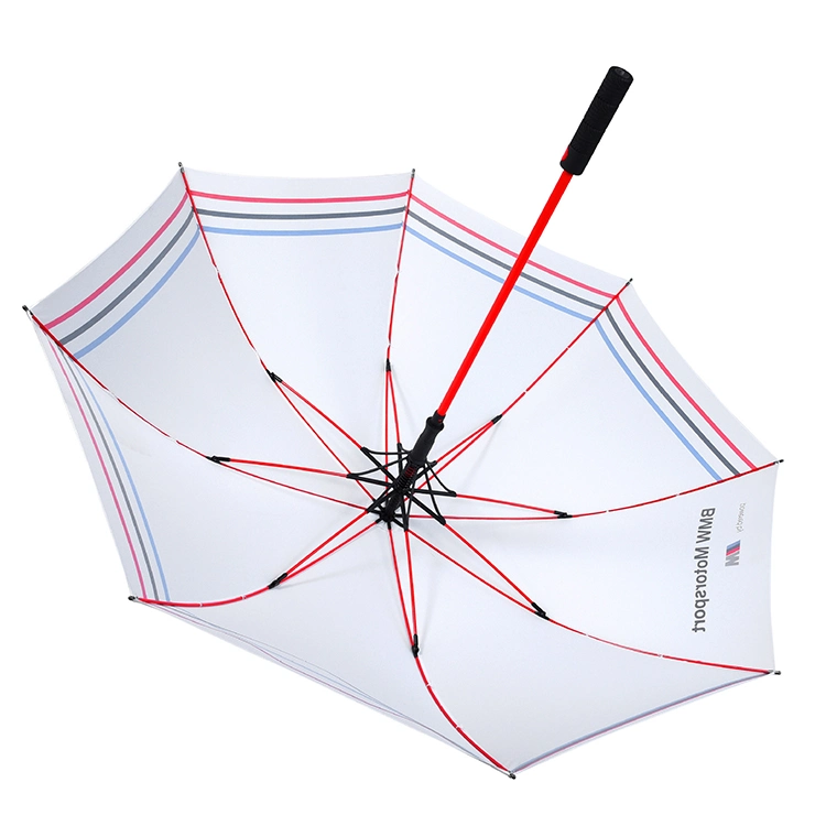 30 Inch BMW Corporate Promotion Gift Personalised Grip Red Fiberglass Frame Windproof Golf Club Outdoor Umbrellas for Car