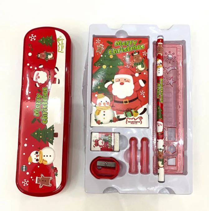 Christmas Stationery Gifts Set Party Favors Includes Christmas Card Pencil Pens Pencil Sharpener Eraser Ruler Sticky Note Stickers