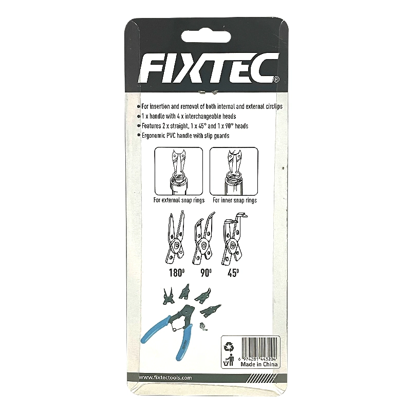 Fixtec 4 in 1 flexibler Kopfumreissring Zange mit Druckknopf Zange Sicherungsklammern Kombination Halteclip Hand Werkzeugsatz