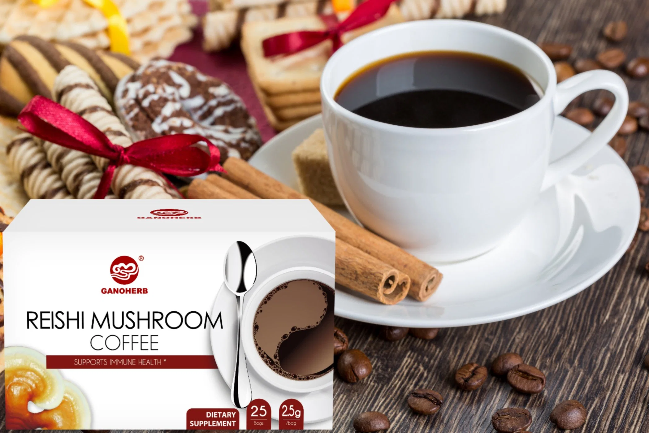 Reishi Coffee OEM Manufacturer Private Label Herbal Supplements Ganoderma Extract Instant Coffee