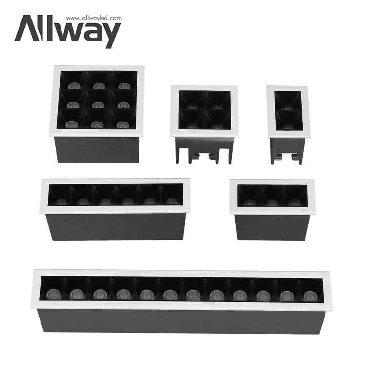 Allway Rectangle Recessed Strip Lighting System Aluminum Indoor 8W LED Linear Down Lamp